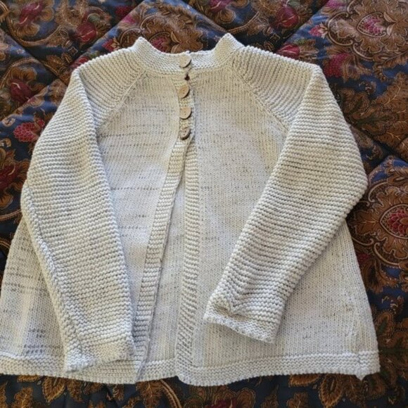Pietty Girl Swing Cardigan 4 Button Long Sleeve Gray Off White 10 Yr - Picture 6 of 15